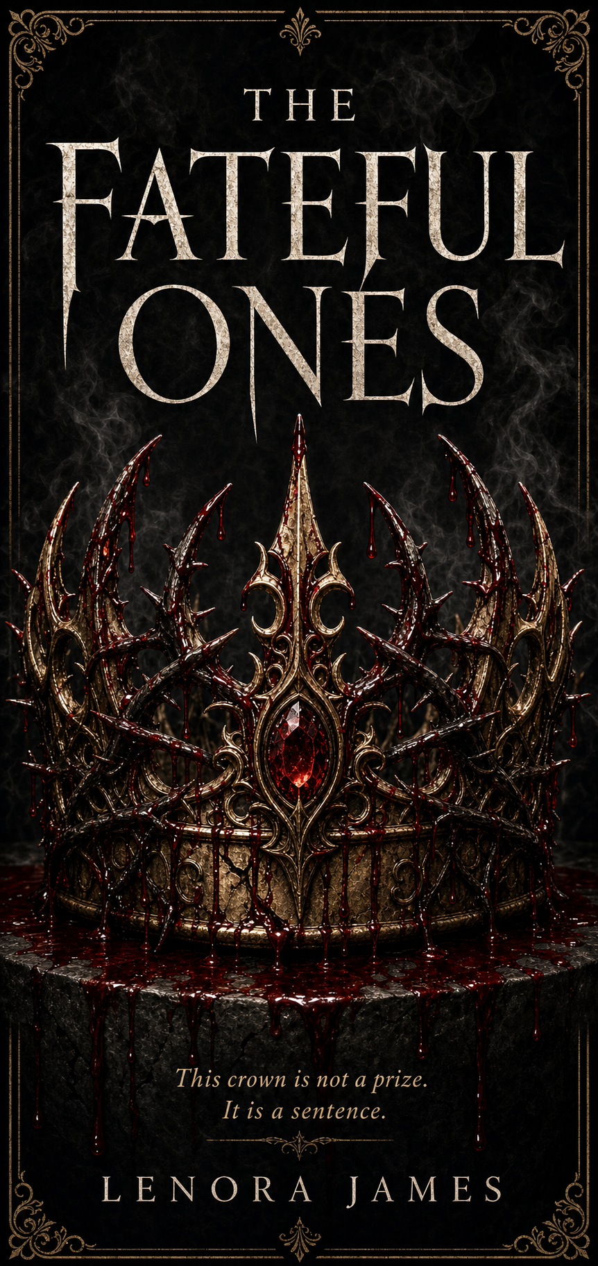 The Fateful Ones book cover — a bloody thorned crown with a ruby heart